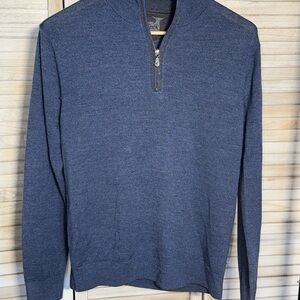 Raffi Men's "The Palmer" 100% Extra Fine Merino Wool 1/4 Zip Sweater Blue Medium